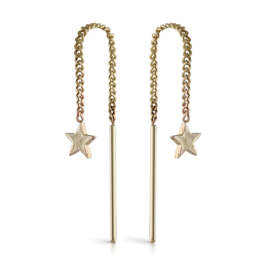 Louise Wade 9ct Solid Gold  Star Thread Through Earings 