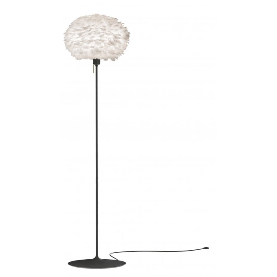 UMAGE Medium White Feather Eos Floor Lamp with Black Santé Stand