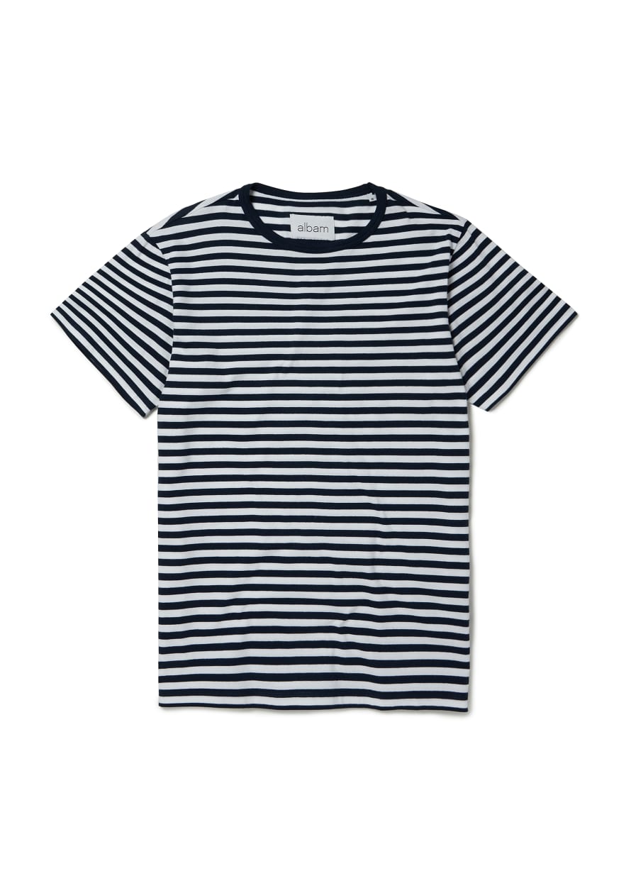 Albam Navy White Simple Stripe Tee 