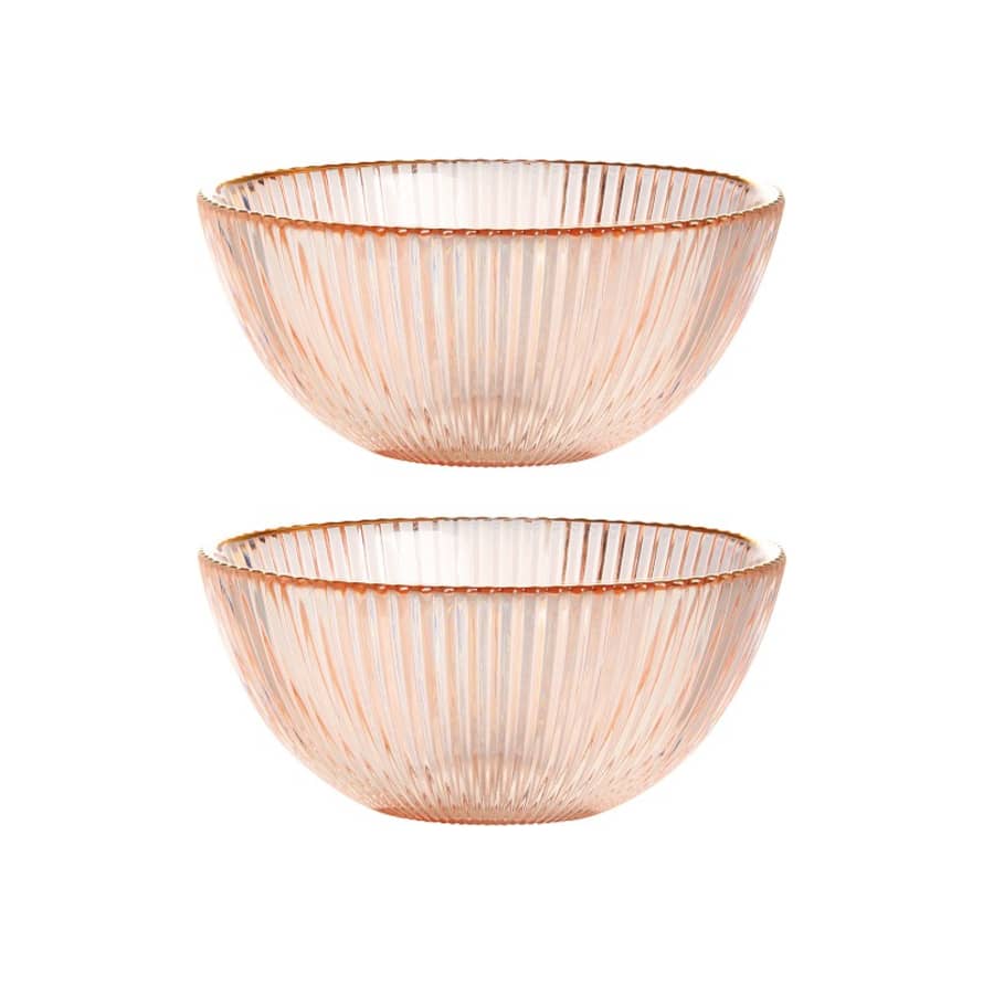 &klevering Set of 2 Large Pink Glass Bowl