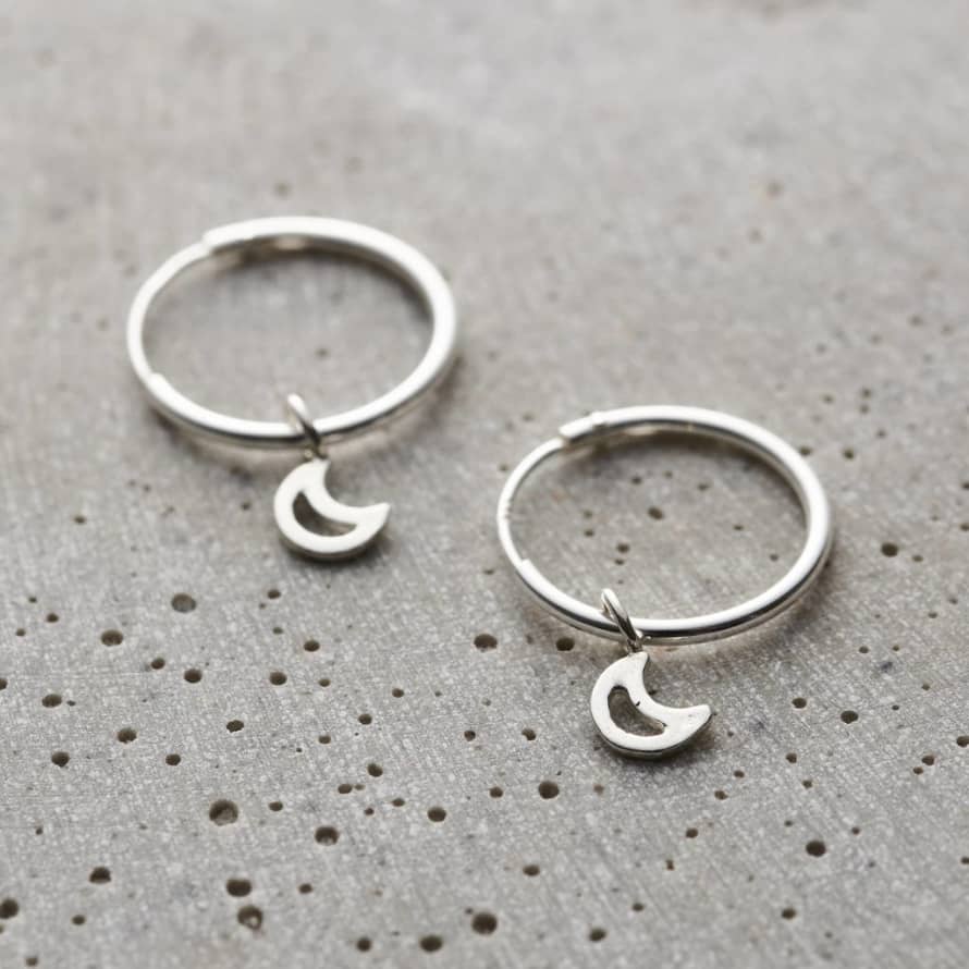 Posh Totty Designs Sterling Silver Open Moon Hoop Earrings