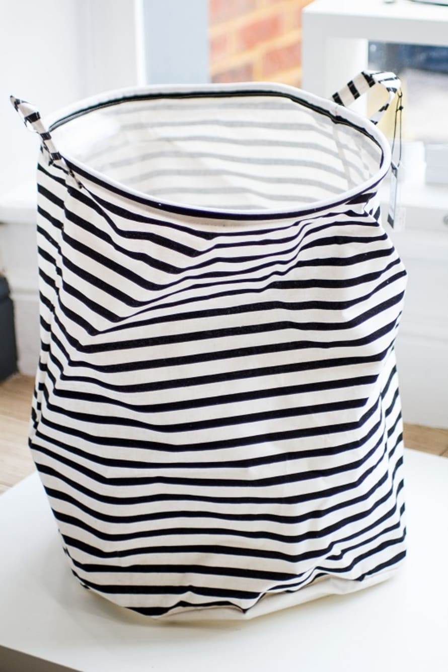 House Doctor Black & White L Striped Laundry Bag