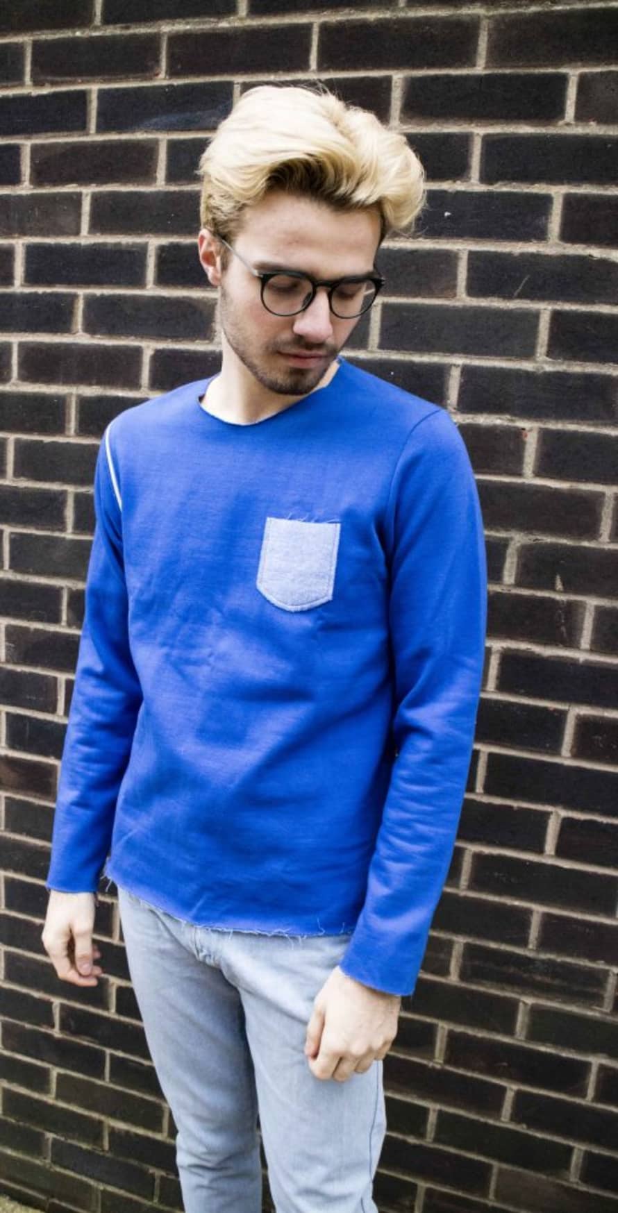 Karim Maher Electric Blue Raw Edge Top