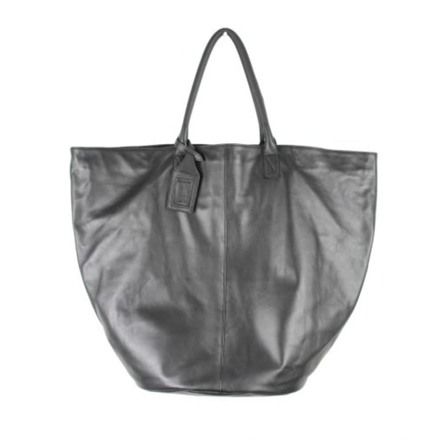 Urban Travel Black Nappa Leather Tuck Tote Bag