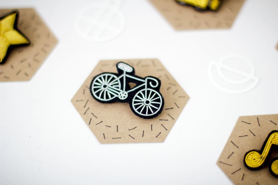 Bicycle Silver Embroidery Brooch