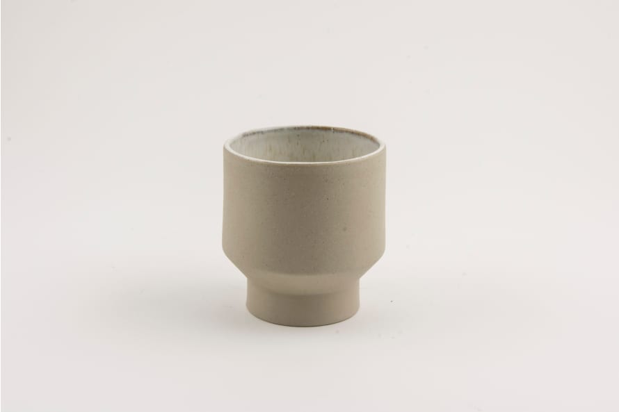 Kagu Interiors Taupe Fine Ceramic Pot with glazed interior - Large