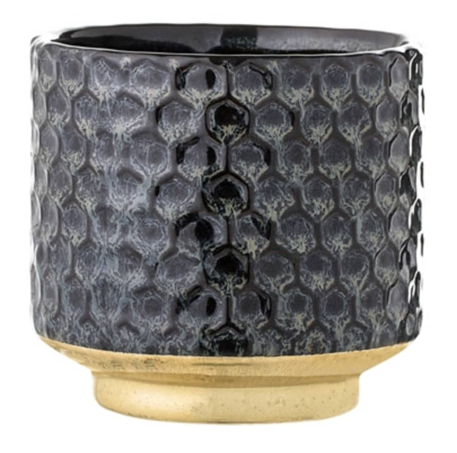 Bloomingville Black And Gold Small Textured Pot