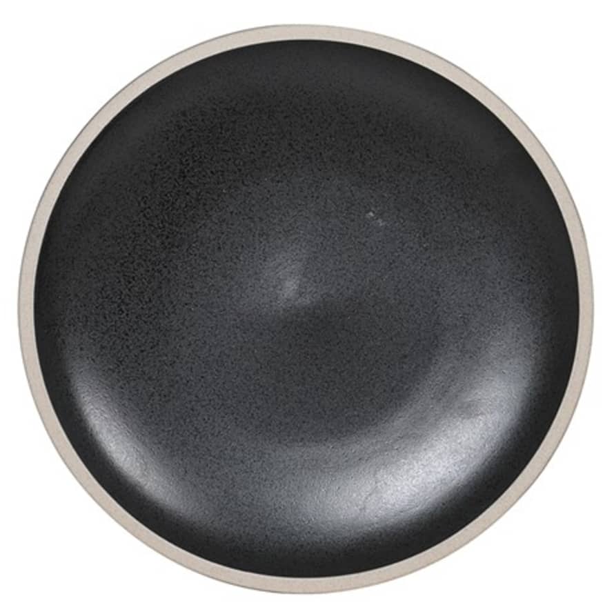 Coach House Set of 2 Medium Black Stoneware Dinner Plates 