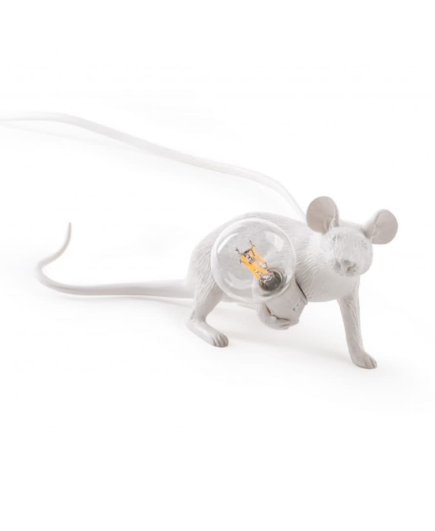 Seletti White Lop Lying Down Mouse Lamp