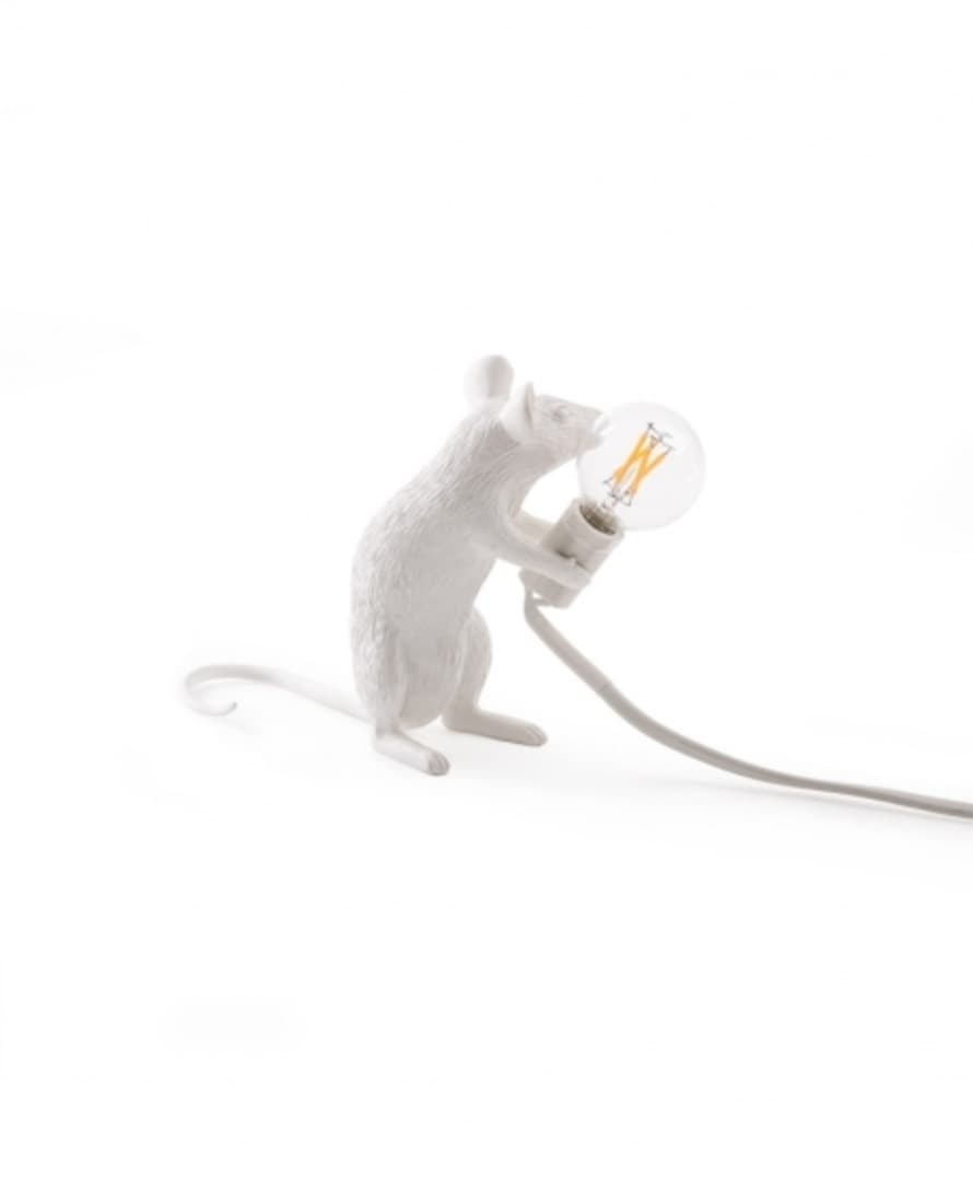 Seletti White Mac Sitting Mouse Lamp 