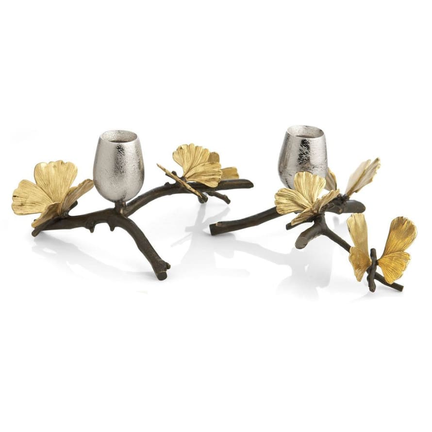 Michael Aram Set Of Two Butterfly Ginkgo Candle Holders