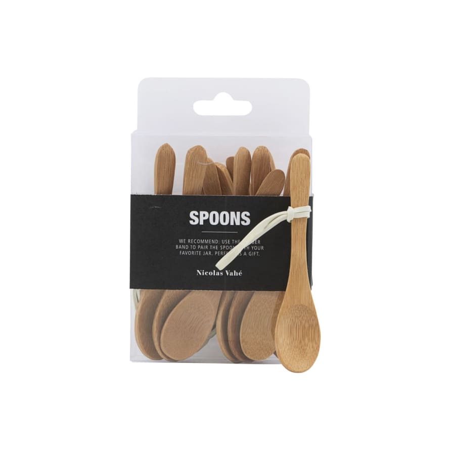 Nicolas Vahé  Pack of 12 Bamboo Spoon With White Rubber Band 