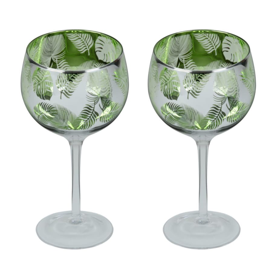 The DRH Collection Set of 2 Tropical Leaves Gin Glasses
