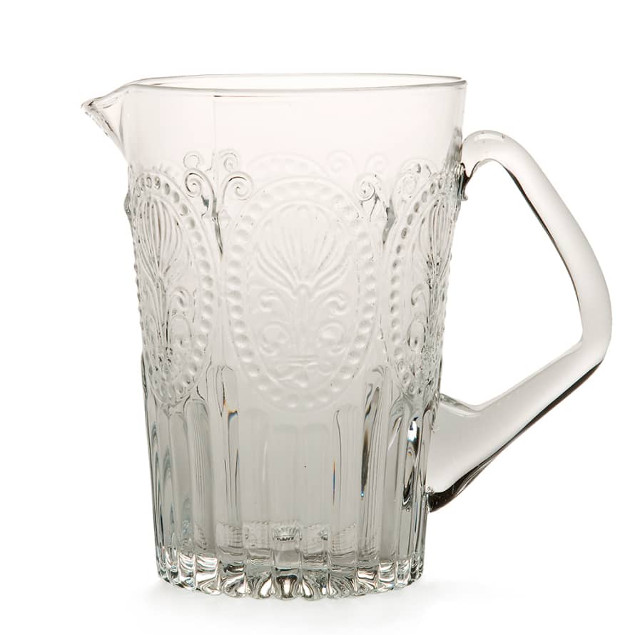 Van Verre Clear Fleur De Lys Glass Pitcher