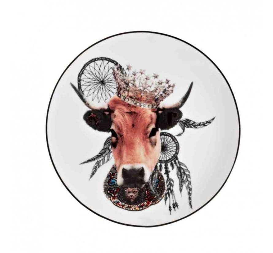 Angel des Montagnes Apache Style Cow Pocelain Dessert Plate 