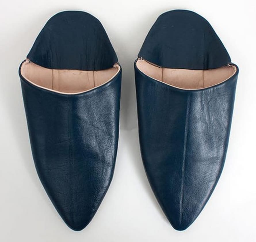 Bohemia Navy Classic Moroccan Pointed Babouche Slippers Small