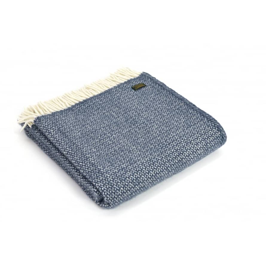 Tweedmill Blue Slate Illusion Pure New Wool Throw 150cm x 183cm
