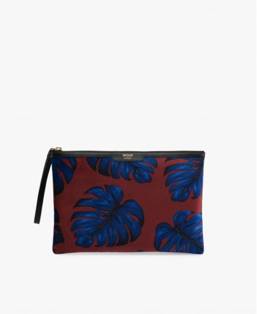 Wouf Large Leaves Velvet Night Clutch Bag 