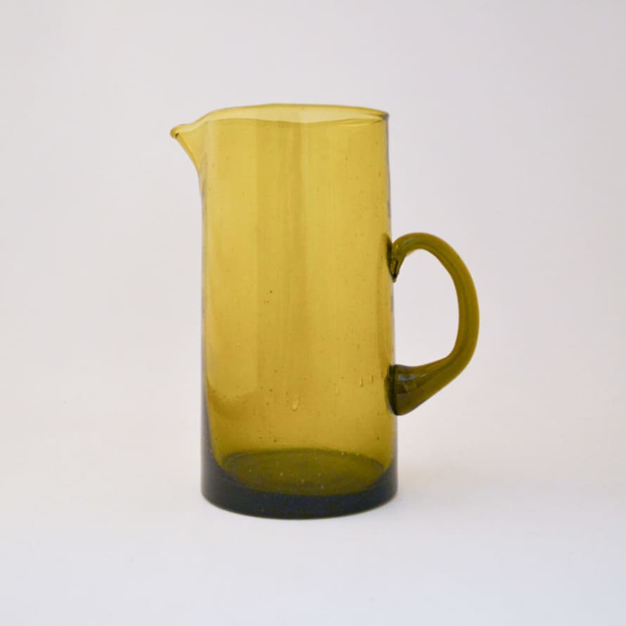 Le verre Beldi Yellow Hand-blown Pitcher with Handle 