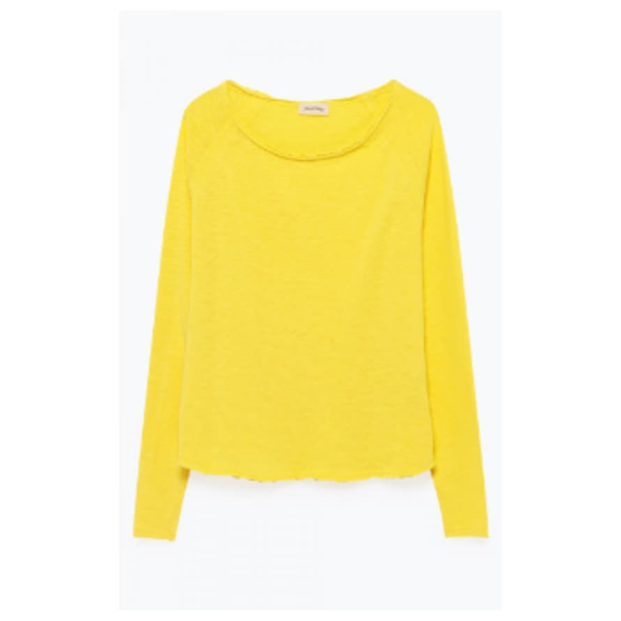 American Vintage Sonoma Boat Collar Long Sleeve Sweatshirt in Canary