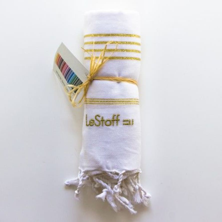 Le fabric White & Gold Hammam Towels 