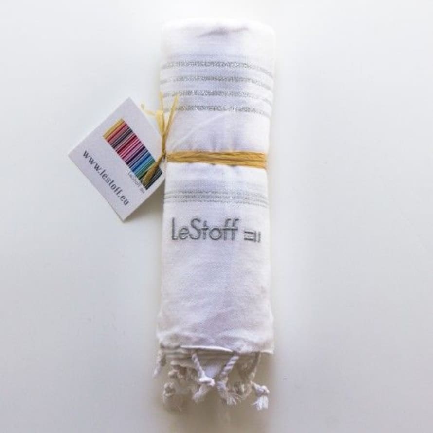 Le fabric White & Silver Hammam Towel