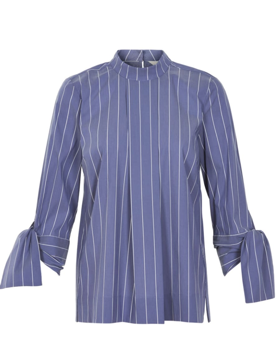 And Less Blue With White Stripes Birdcherry Blouse 