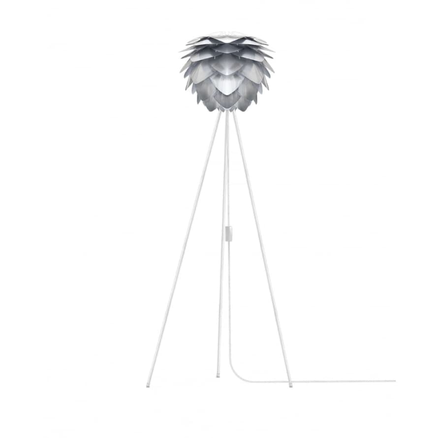 UMAGE Mini Steel Silvia Floor Lamp with White Tripod 