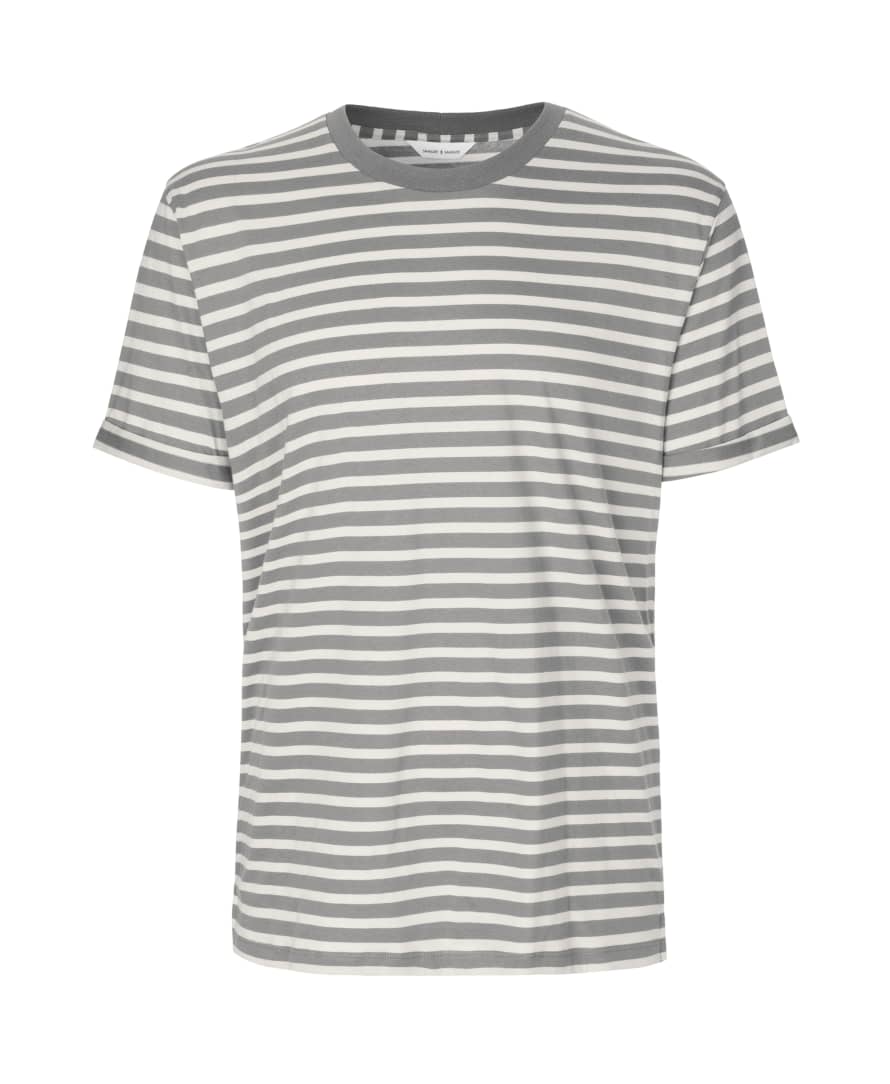 SamsoeSamsoe Wind Chime St Emmo Stripe O Neck Short Sleeved T Shirt 