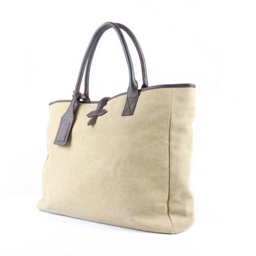 Urban Travel Classic Leather and Canvas Workbag - Beige