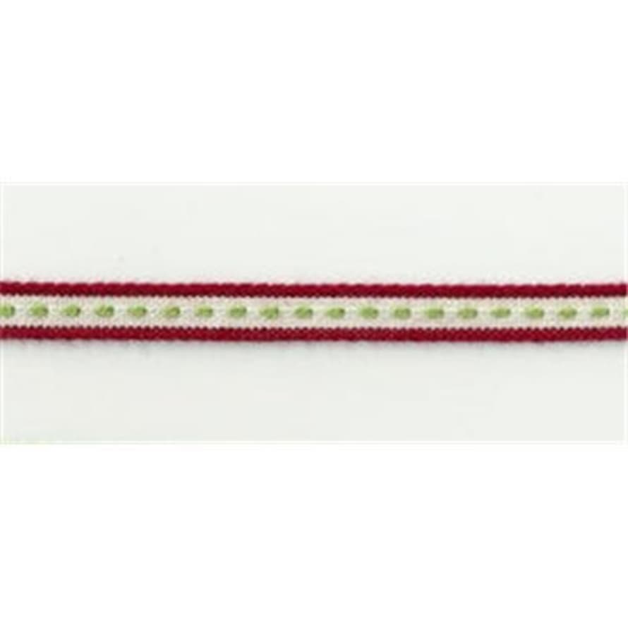 Red Stripe Thin Woven Ribbon