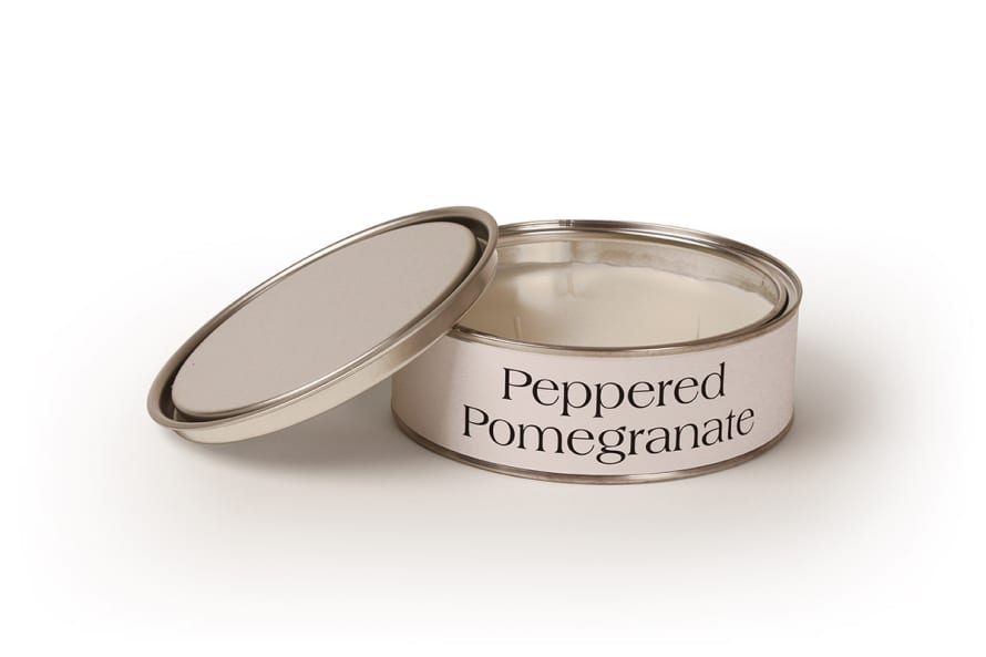 Pintail Candles Peppered Pomegranite scented 3 Wick Candle in a tin handmade in the lake district