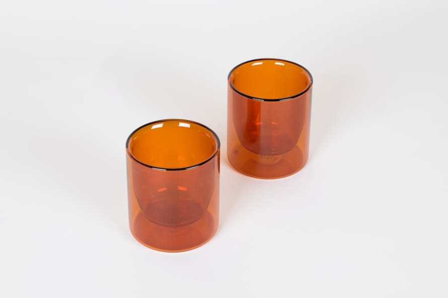 Yield Design Set of Two Amber Double-Wall Glasses 6oz