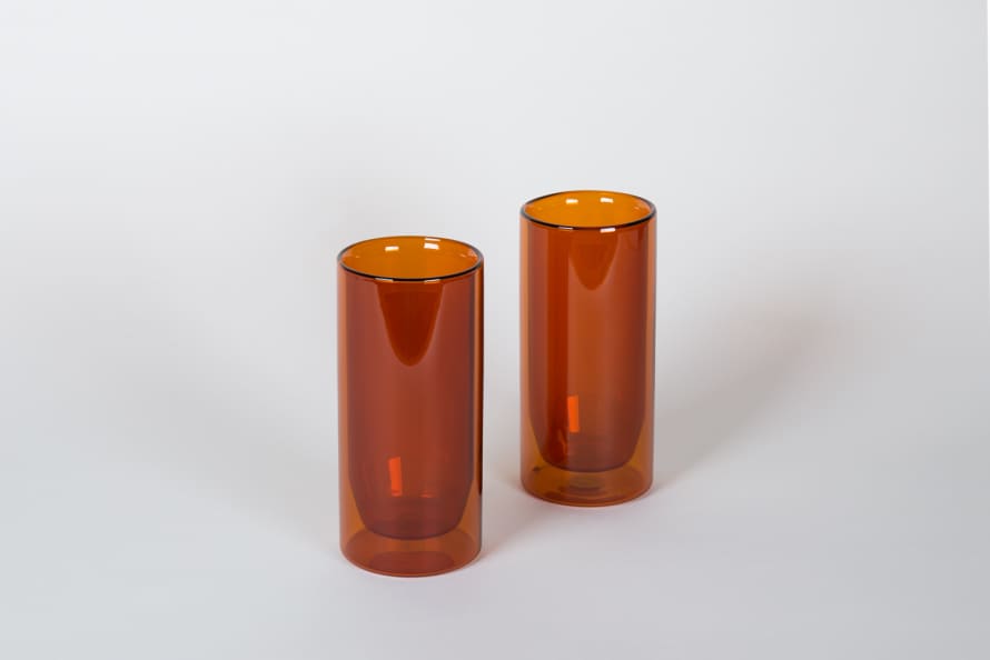 Yield Design Set of Two Amber Double-Wall Glasses 16oz