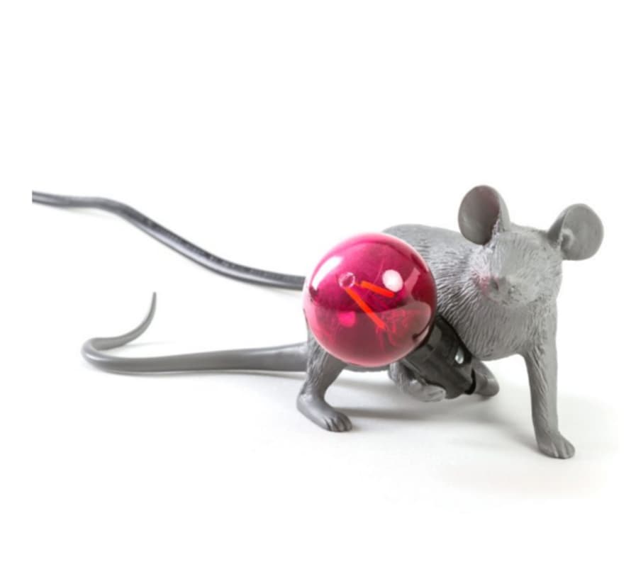 Seletti Gray Lying Down Mouse Lamp