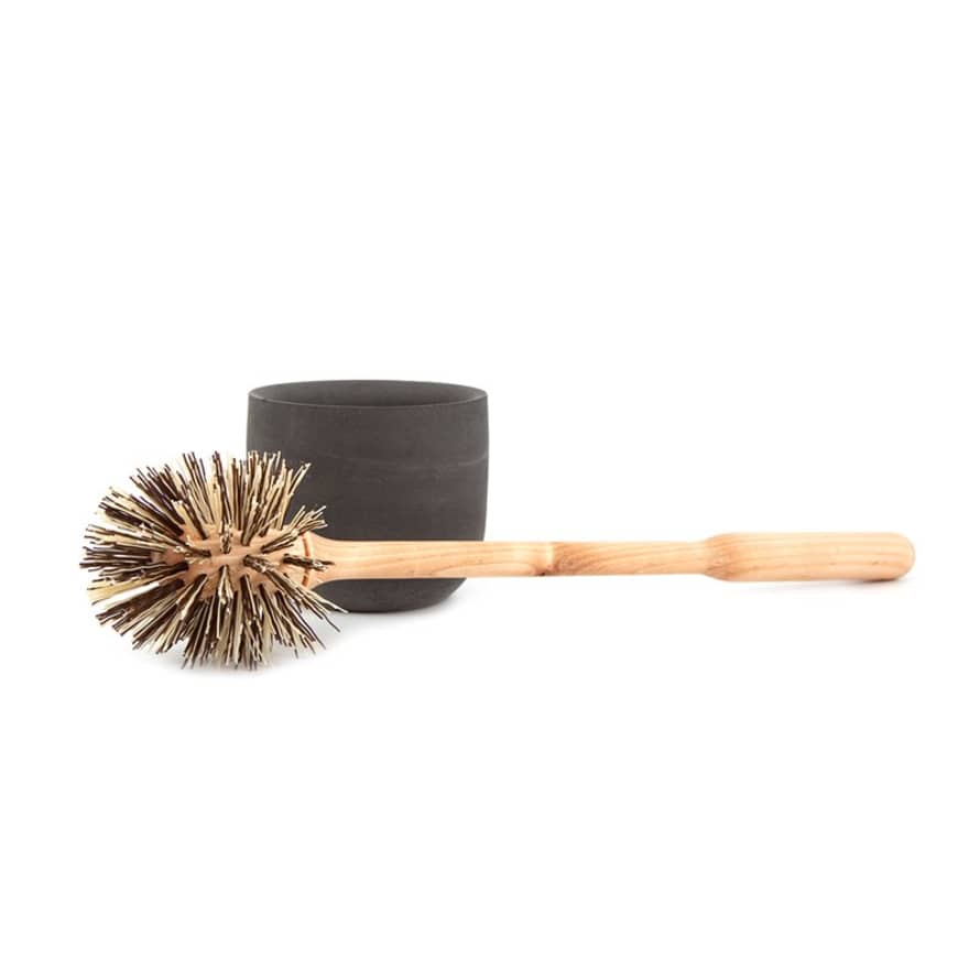 Iris Hantverk Charcoal Soft Concrete And Birch Toilet Brush 