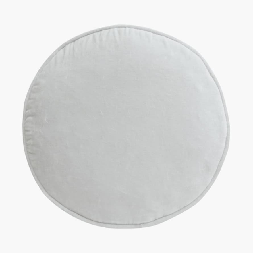 Castle Round Sky Grey Velvet Cushion