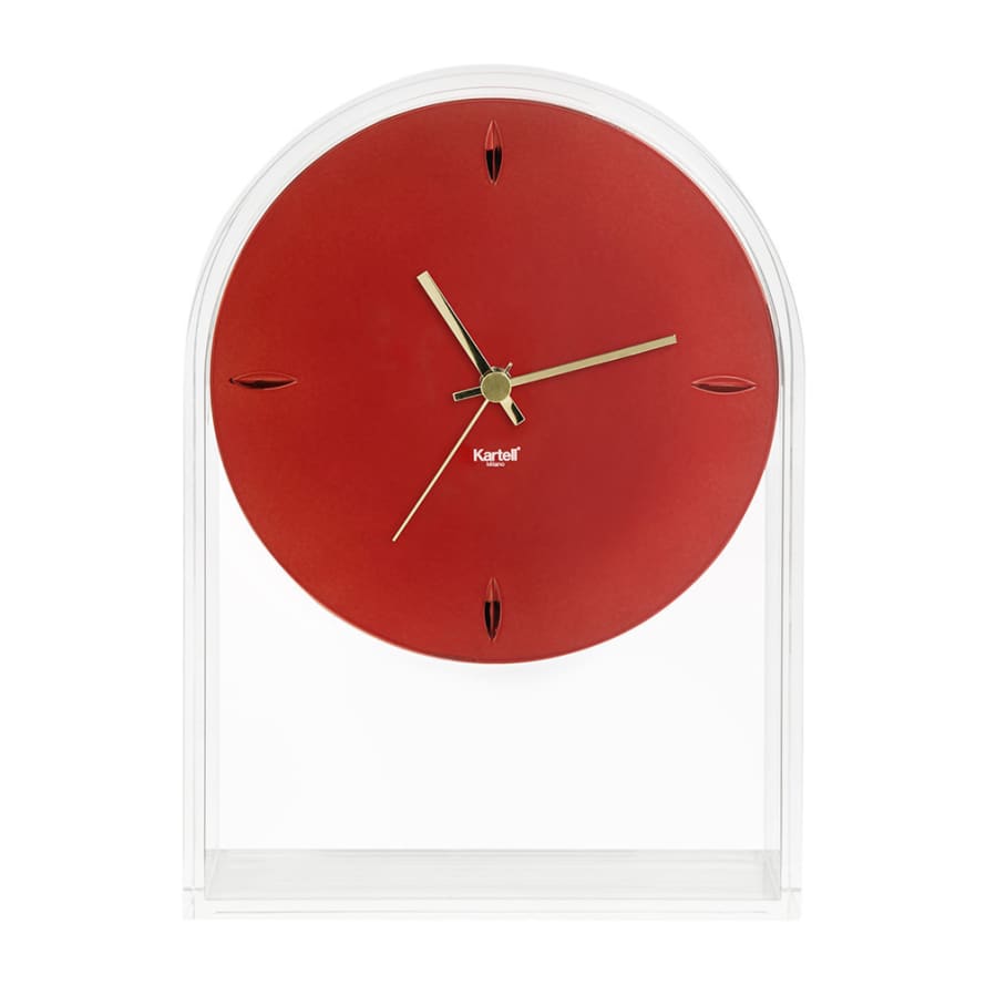 Kartell Transparent Red Lightweight Air Du Temps Clock In Red Thermoplastic By Eugeni Quitllet