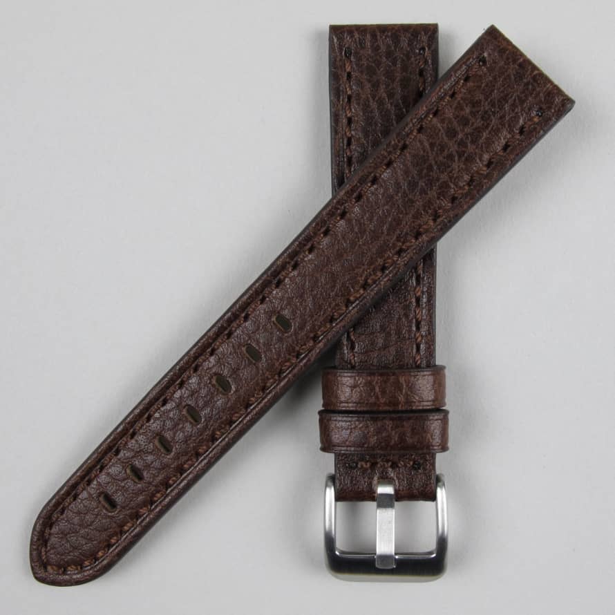 Brown thick leather watch strap