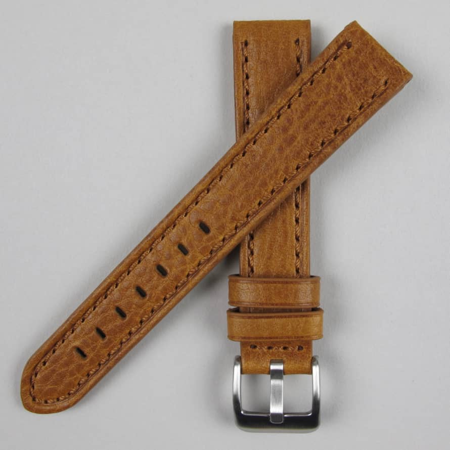 Tan thick leather watch strap