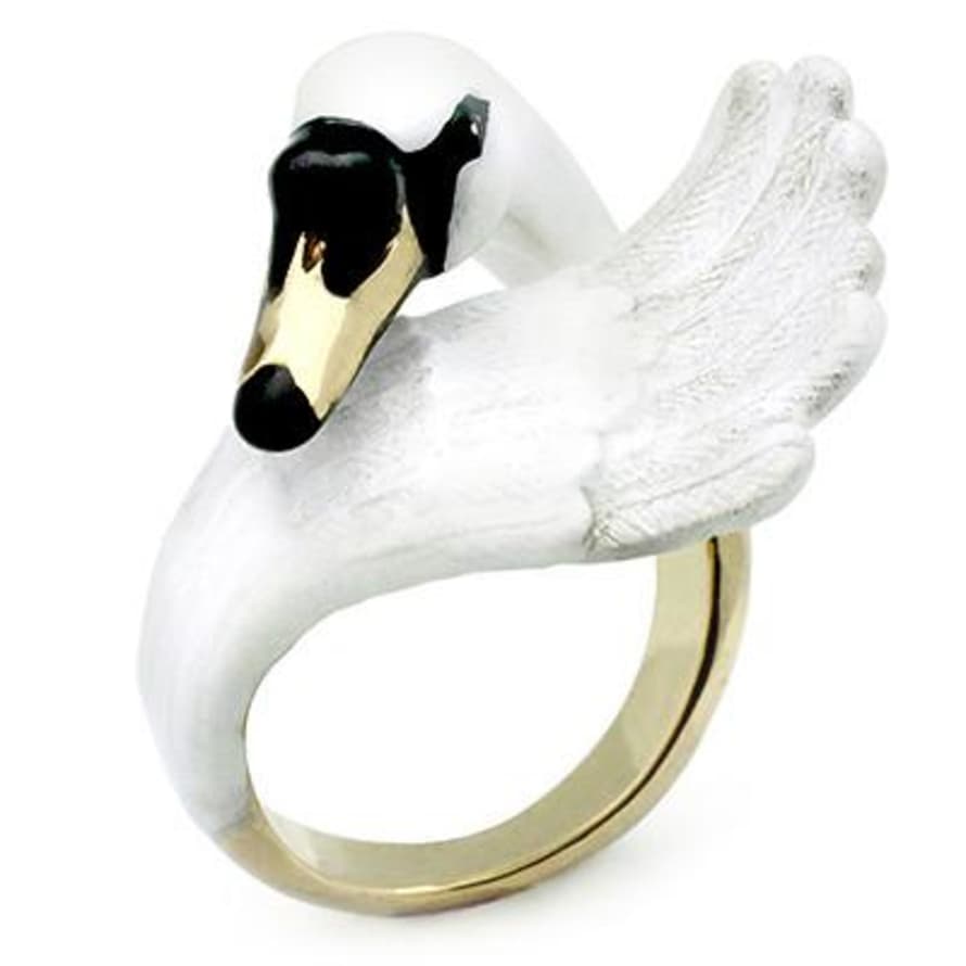 GOOD AFTER NINE Brass Ballerine Bird Swan Ring