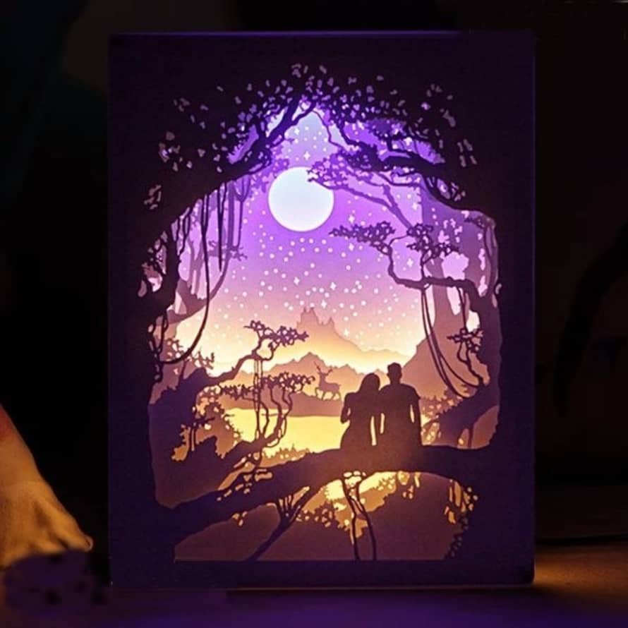 Alljoy Design Woodland Scene Couple Paper Cut Light Box