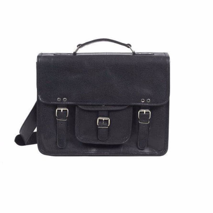 Vida Vida Black Leather Medium Satchel Laptop Bag