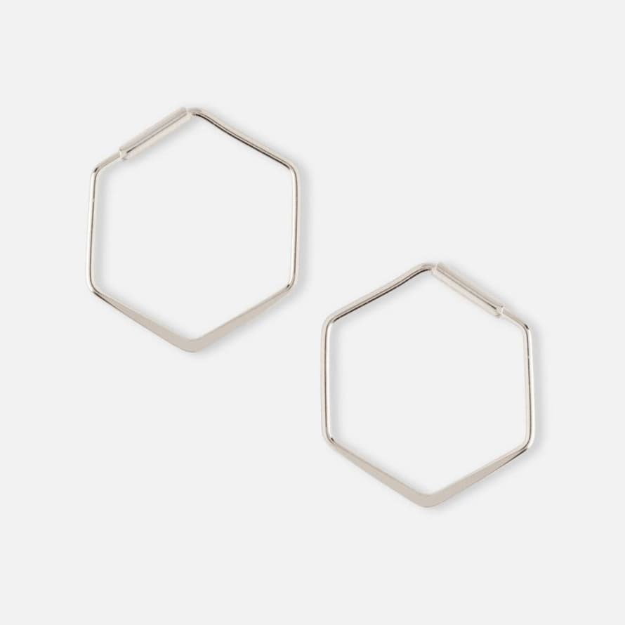 Orelia Silver Small Hexagon Hoop Earring