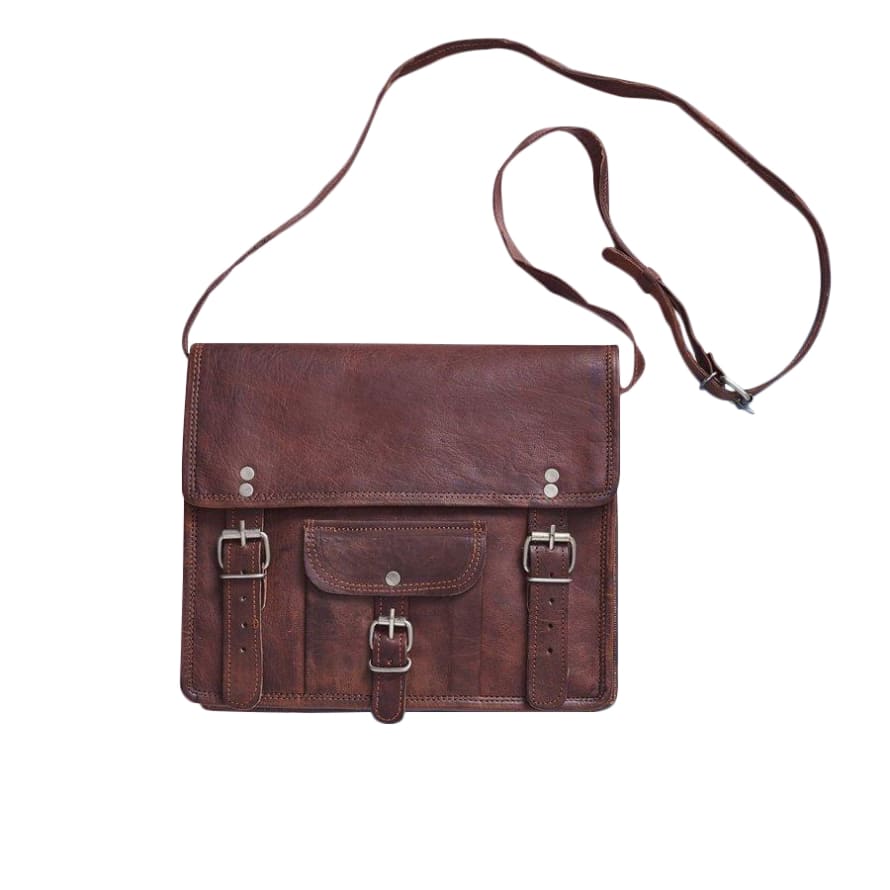 Vida Vida Small Leather Satchel with Front Pocket