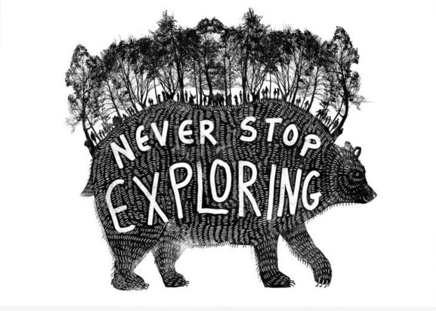 Jago Illustration Never Stop Exploring Forest Bear A3 Print