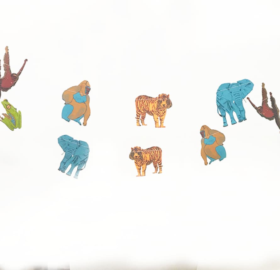 East End Press Jungle Animal Screenprinted Paper Garland