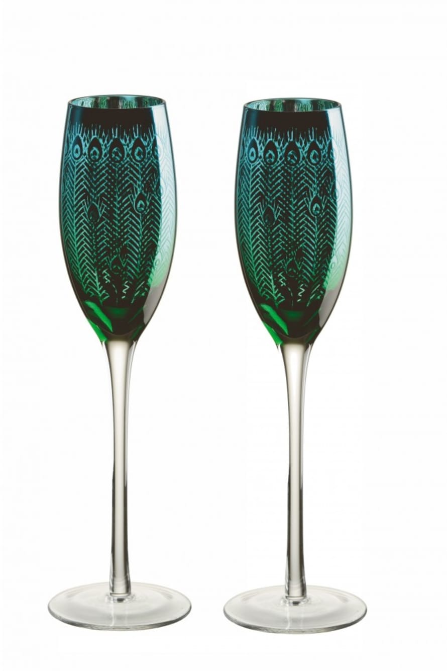 Artland Set Of 2 Peacock Champagne Flutes