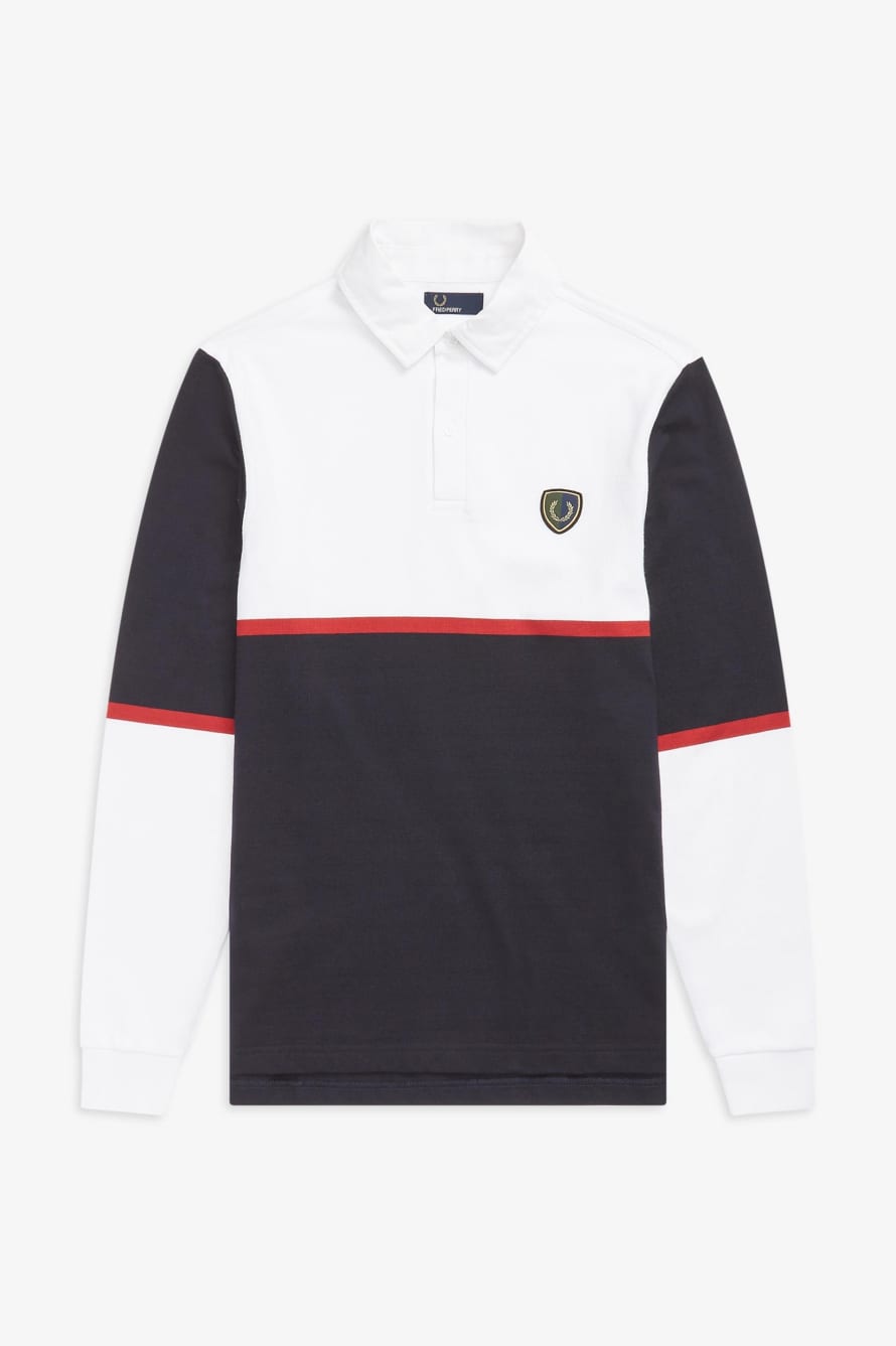 Fred Perry Striped Shield Polo - White