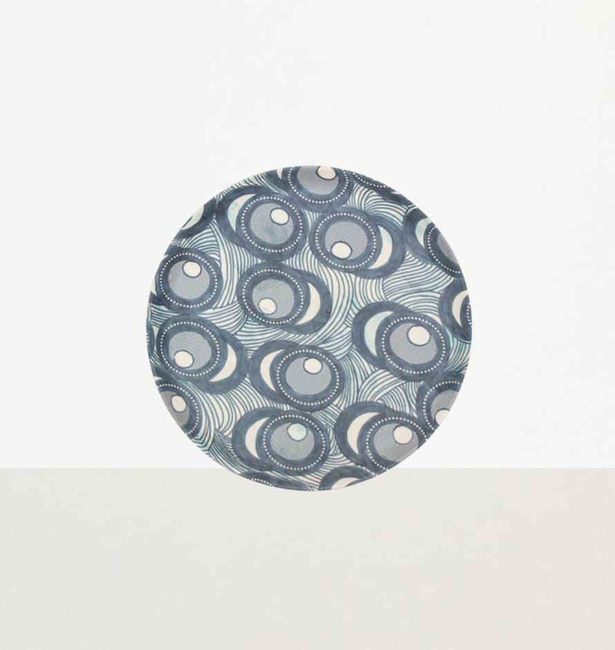 Urban Nature Culture Blue Purple Bamboo Fish Eye Plate